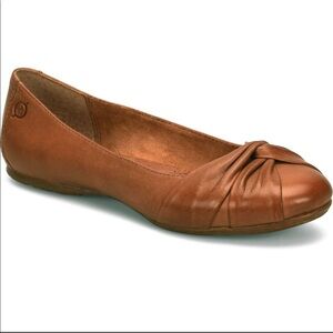 Born brown leather ballet Lilly knotted flats
